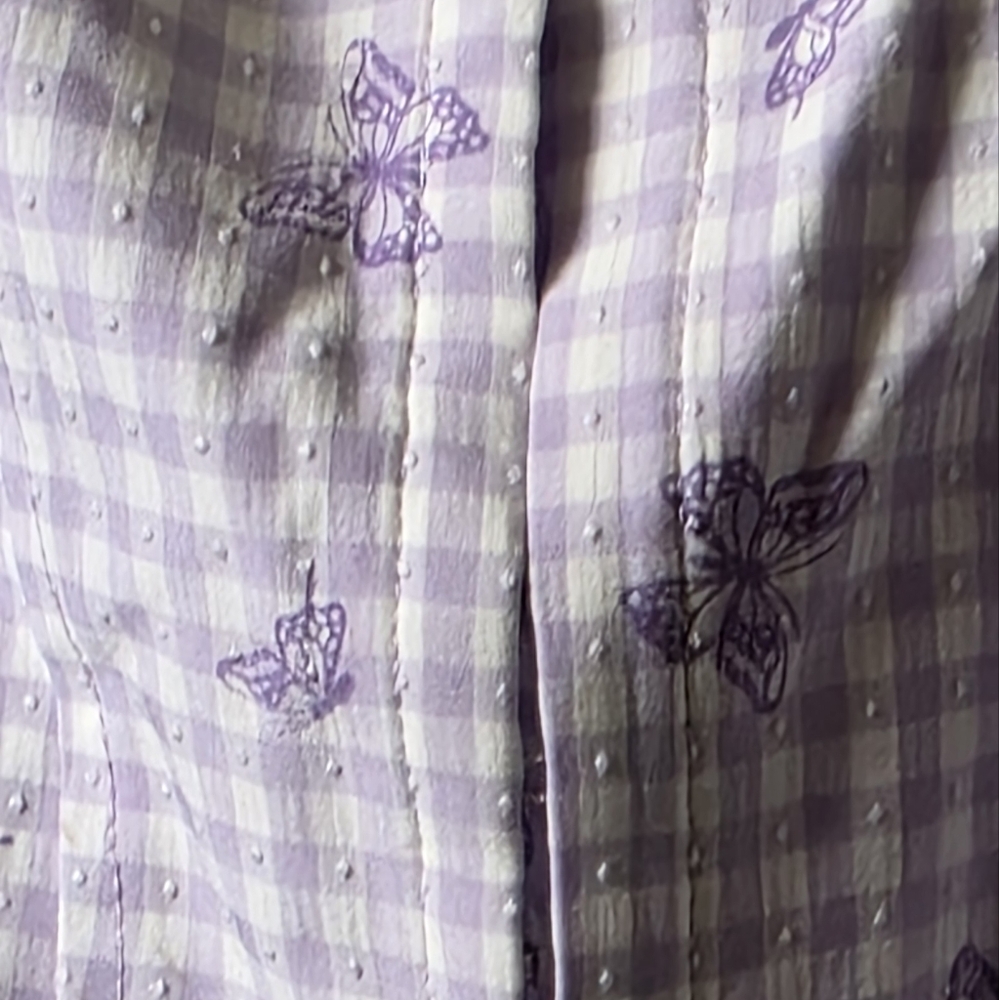 ELODIE Gingham Corset Cropped Top With Butterflis- Purple - XL - Picture 3 of 11